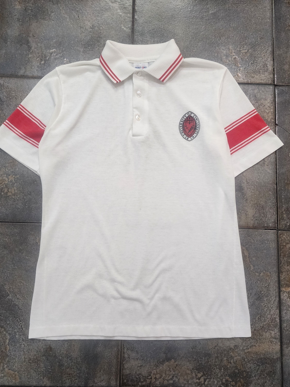 Vintage 80s University Of Cincinnati Men's Medium Print-ons Preppy Polo Shirt
